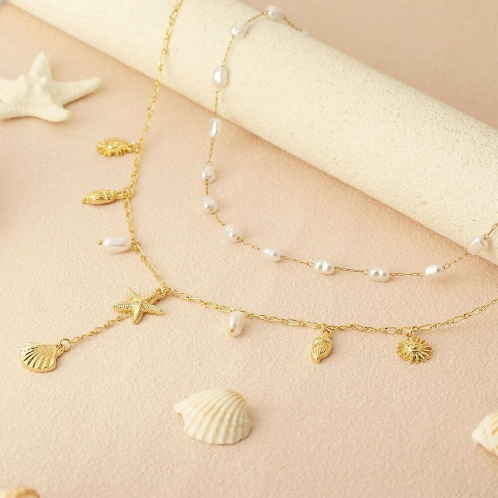 Shell Charm Necklace For Women Stack Seashell Pea… - image 6